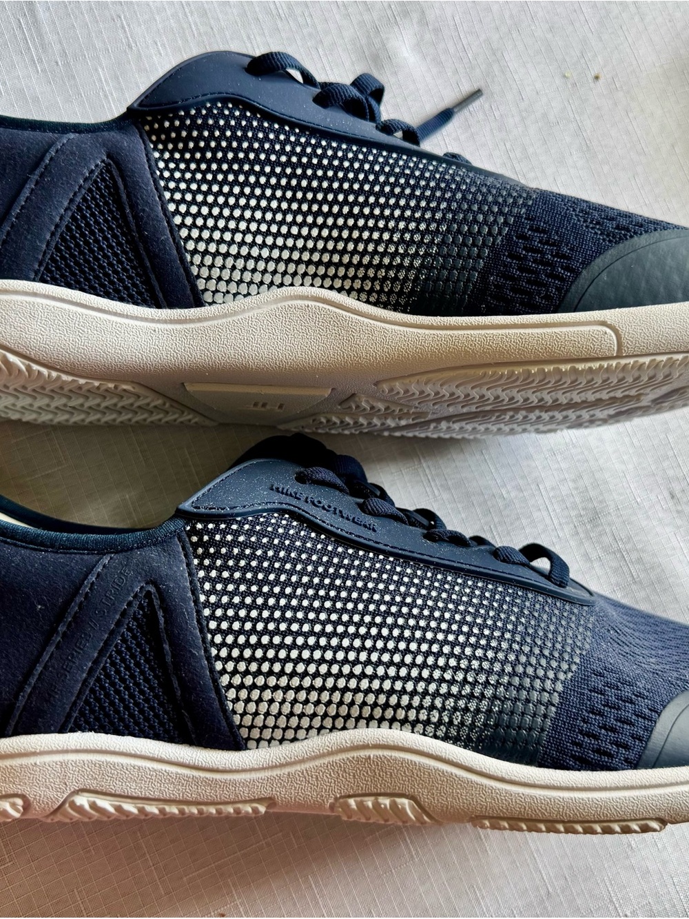 Men's Navy Knit Mesh Sneakers with Cream Sole